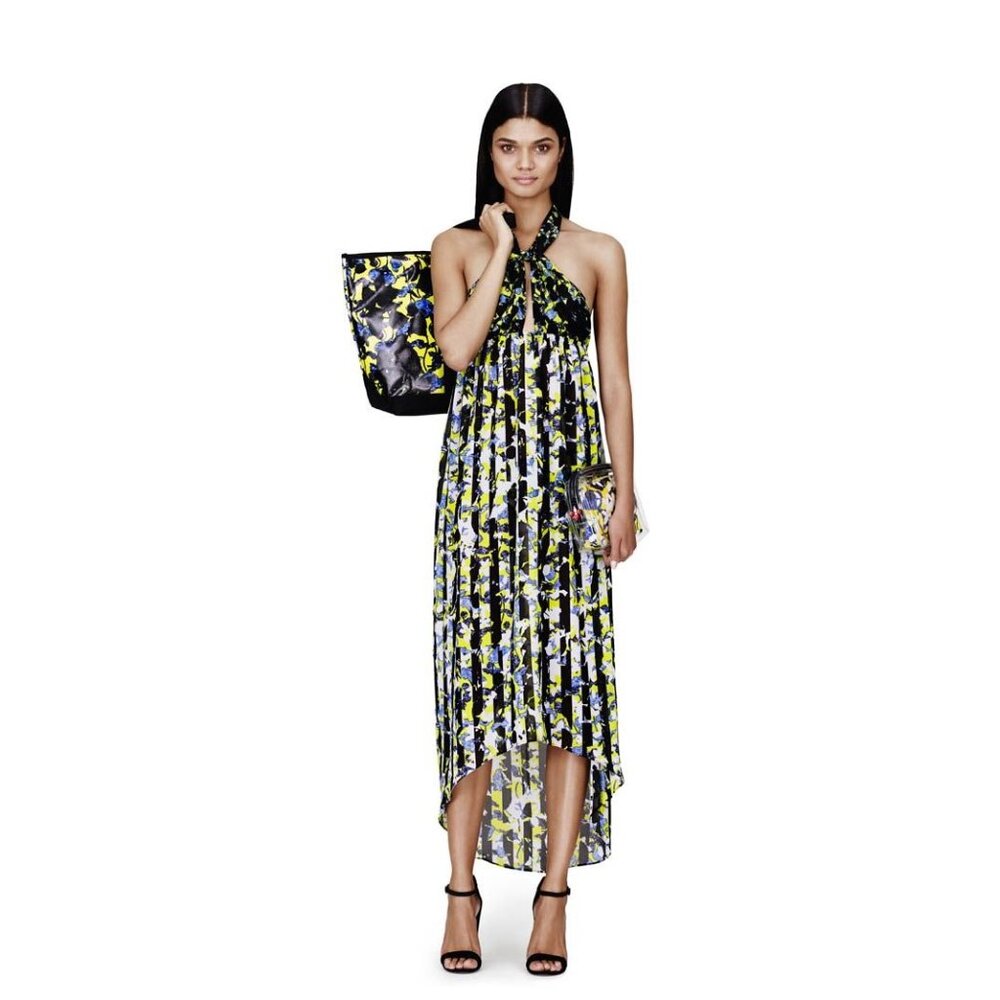 Peter Pilotto Target Womens XL Beach Halter Maxi Dress Coverup Floral Striped